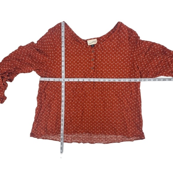 Universal Thread Orange Floral Button Up Balloon Sleeve Blouse Size XL Women's - Picture 4 of 5